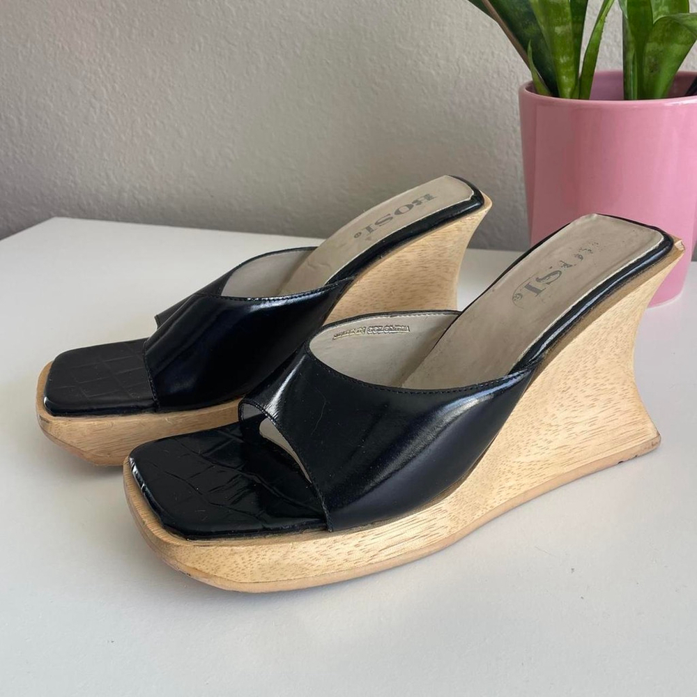Vintage 90s wooden wedges heels 🖤